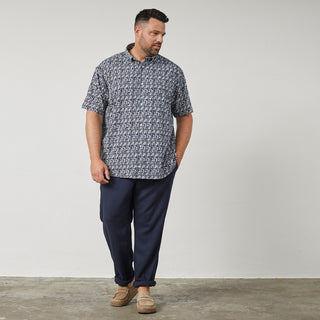 North Latitude / North Latitude Denim All over printed jersey shirt Shirt SS 0580 Navy Blue