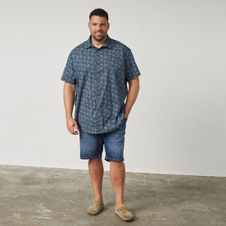 North Latitude / North Latitude Denim All over printed shirt w/stretch Shirt SS 0580 Navy Blue