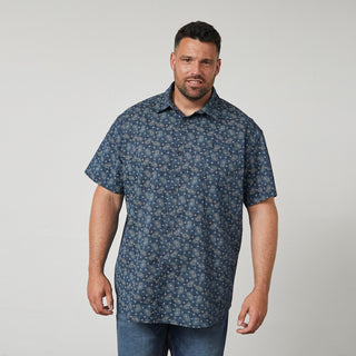 North Latitude / North Latitude Denim All over printed shirt w/stretch Shirt SS 0580 Navy Blue