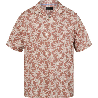 North Latitude / North Latitude Denim All over printed viscose shirt Cuba collar Shirt SS 0740 Cognac Brown