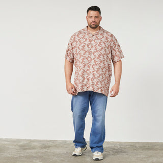 North Latitude / North Latitude Denim All over printed viscose shirt Cuba collar Shirt SS 0740 Cognac Brown