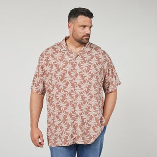 North Latitude / North Latitude Denim All over printed viscose shirt Cuba collar Shirt SS 0740 Cognac Brown