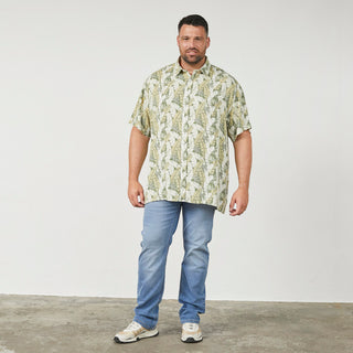 North Latitude / North Latitude Denim Allover printed shirt viscose Shirt SS 0660 Olive Green