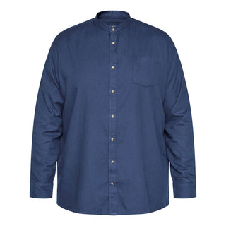North Latitude / North Latitude Denim CHINA COLLAR FLANNEL SHIRT S1 LS Shirt LS 0580 Navy melange