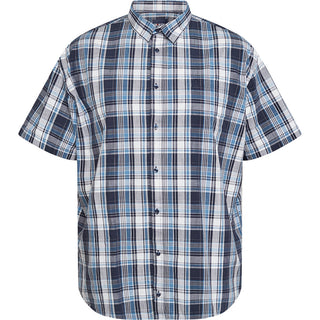 North Latitude / North Latitude Denim Checked shirt x-Long body Shirt SS 0580 Navy Blue (CHECK)