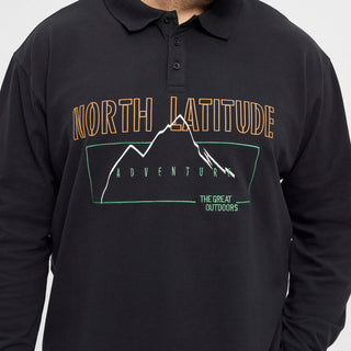 North Latitude / North Latitude Denim North Latitude Pique polo superflex LS Polo LS 0099 Black