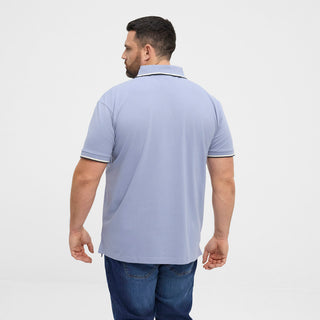 North Latitude / North Latitude Denim North Latitude pique polo contrast striped collar Polo SS 0520 Light Blue