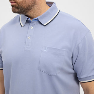 North Latitude / North Latitude Denim North Latitude pique polo contrast striped collar Polo SS 0520 Light Blue