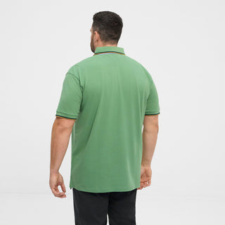 North Latitude / North Latitude Denim North Latitude pique polo contrast striped collar Polo SS 0640 Mid Green