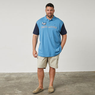 North Latitude / North Latitude Denim Pique polo contrast sleeve and embroidery Polo SS 0540 Mid Blue