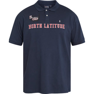North Latitude / North Latitude Denim Pique polo contrast sleeve and embroidery Polo SS 0580 Navy Blue