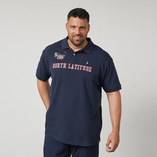 North Latitude / North Latitude Denim Pique polo contrast sleeve and embroidery Polo SS 0580 Navy Blue