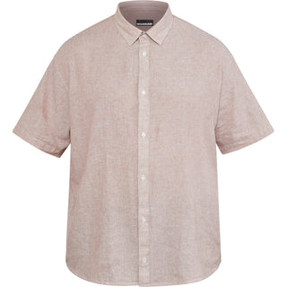 North Latitude / North Latitude Denim Striped linen shirt Shirt SS 0740 Cognac Brown