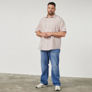 North Latitude / North Latitude Denim Striped linen shirt Shirt SS 0740 Cognac Brown