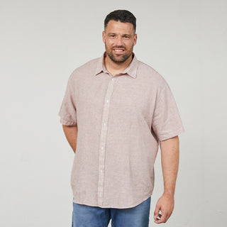 North Latitude / North Latitude Denim Striped linen shirt Shirt SS 0740 Cognac Brown