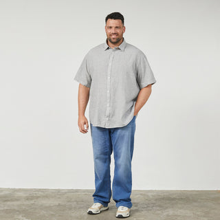 North Latitude / North Latitude Denim Striped linen shirt Shirt SS 2640 Dark Dust Green