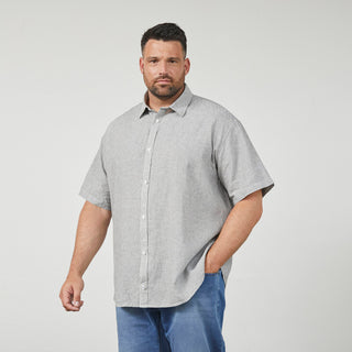 North Latitude / North Latitude Denim Striped linen shirt Shirt SS 2640 Dark Dust Green