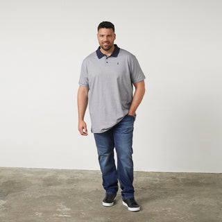 North Latitude / North Latitude Denim Striped yarn dyed polo Polo SS 0580 Navy Blue