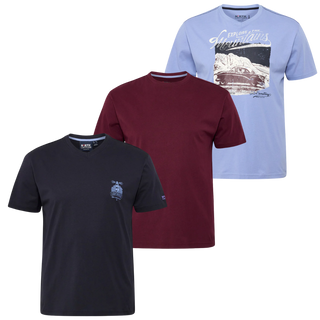 3-Pack T-shirt Classic (Navy, Rød, lyseblå)